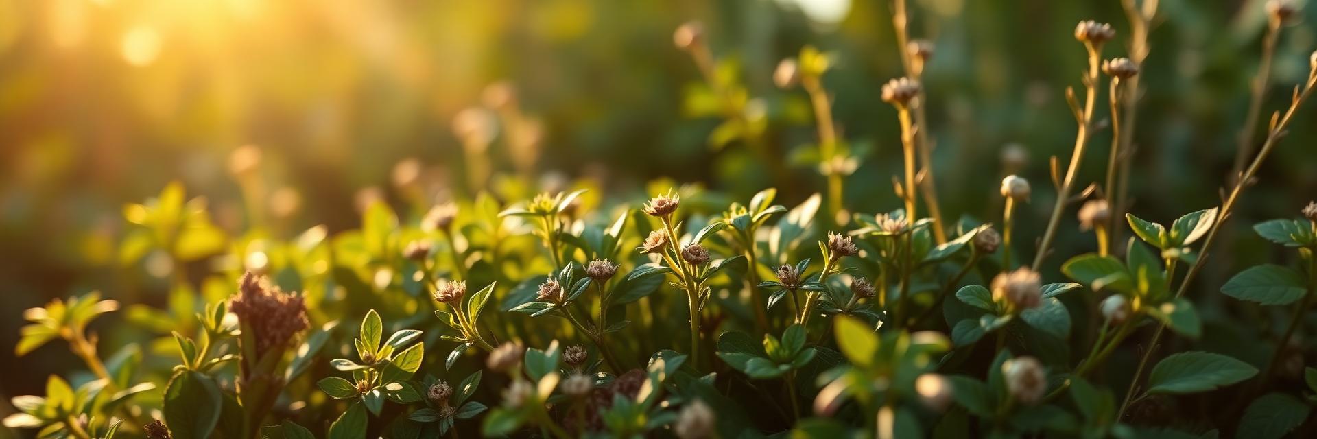 Soft lush greenery in warm morning light